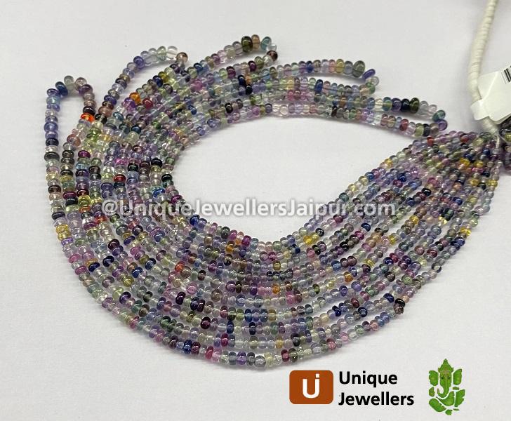 Multi Sapphire Smooth Roundelle Beads